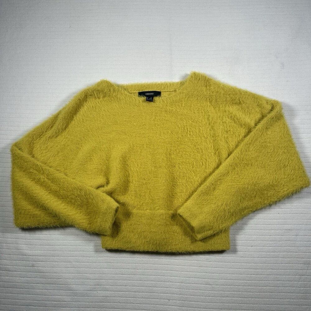 Forever 21 Women’s Medium Yellow Knit Sweater Soft Cozy Casual Fall Pullover
